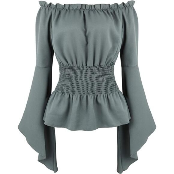 Womens Long Sleeve Off The Shoulder Tops Grey - Picture 1 of 6